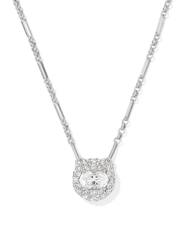 KENDRA SCOTT- Bella Rhodium Short Pendant Necklace in White CZ